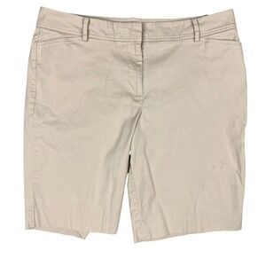 Talbots Perfect Short Women 12 Tan Khaki Cotton Blend Mid Rise Bermuda Shorts